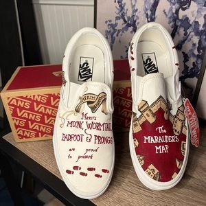 Vans hand painted Harry Potter and The Marauder’s Map slip ons. New in box